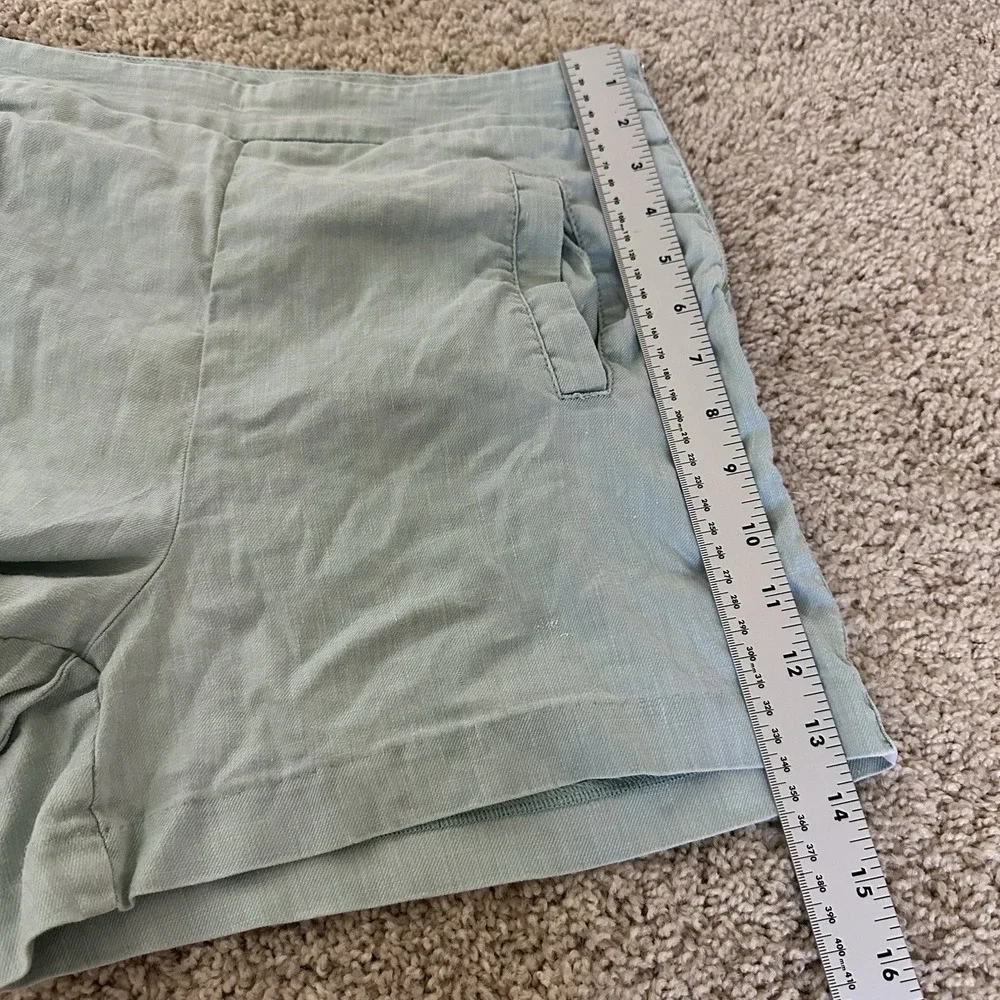Level 99 Shorts Womens 30 Light Blue‎ Flat Front Linen Blend Side Zip NL1446